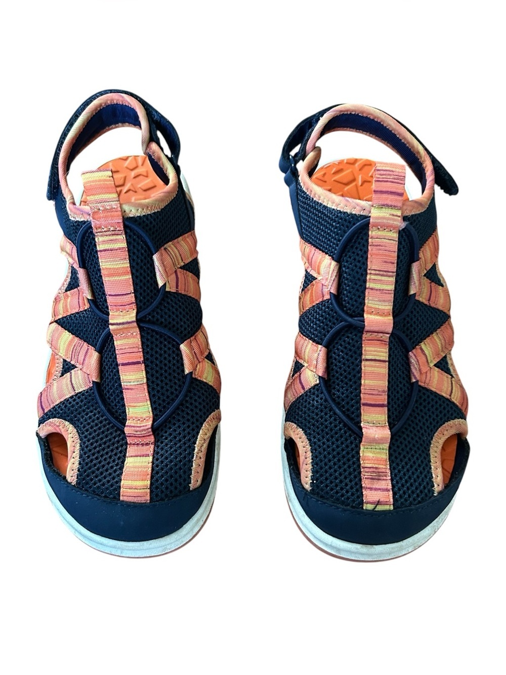 Lands’ End Closed Toe Sport Sandals Orange Water Hiking Shoes Youth 3